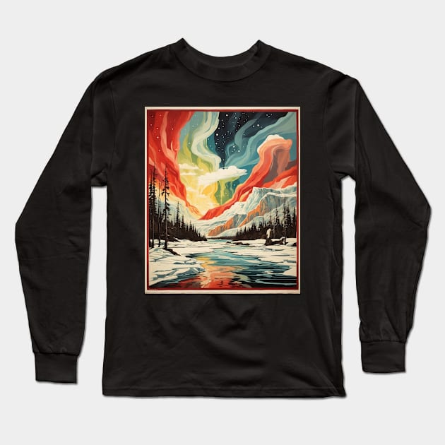 Yellowknife Vintage Poster Tourism 2 Long Sleeve T-Shirt by TravelersGems